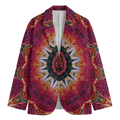 Pink Flower Kaleidoscope Print Men's Blazer