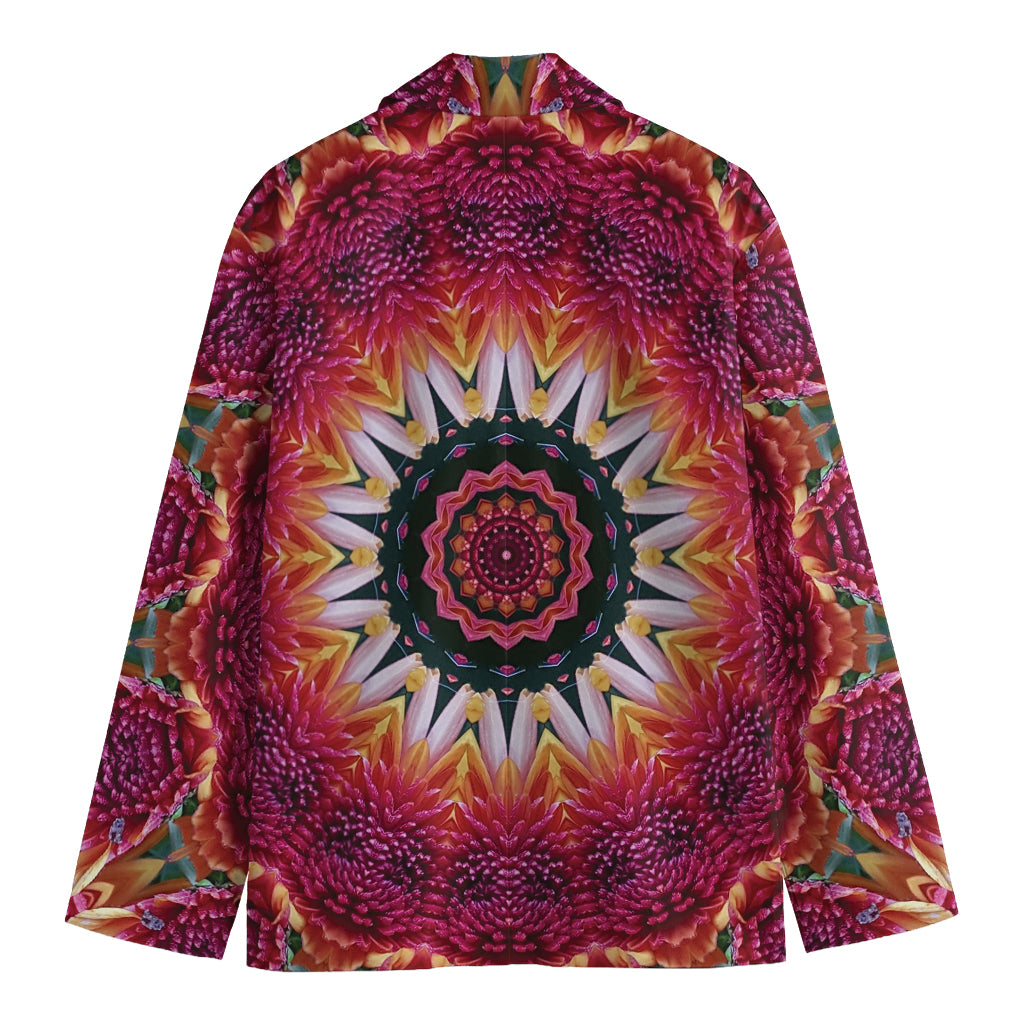 Pink Flower Kaleidoscope Print Men's Blazer