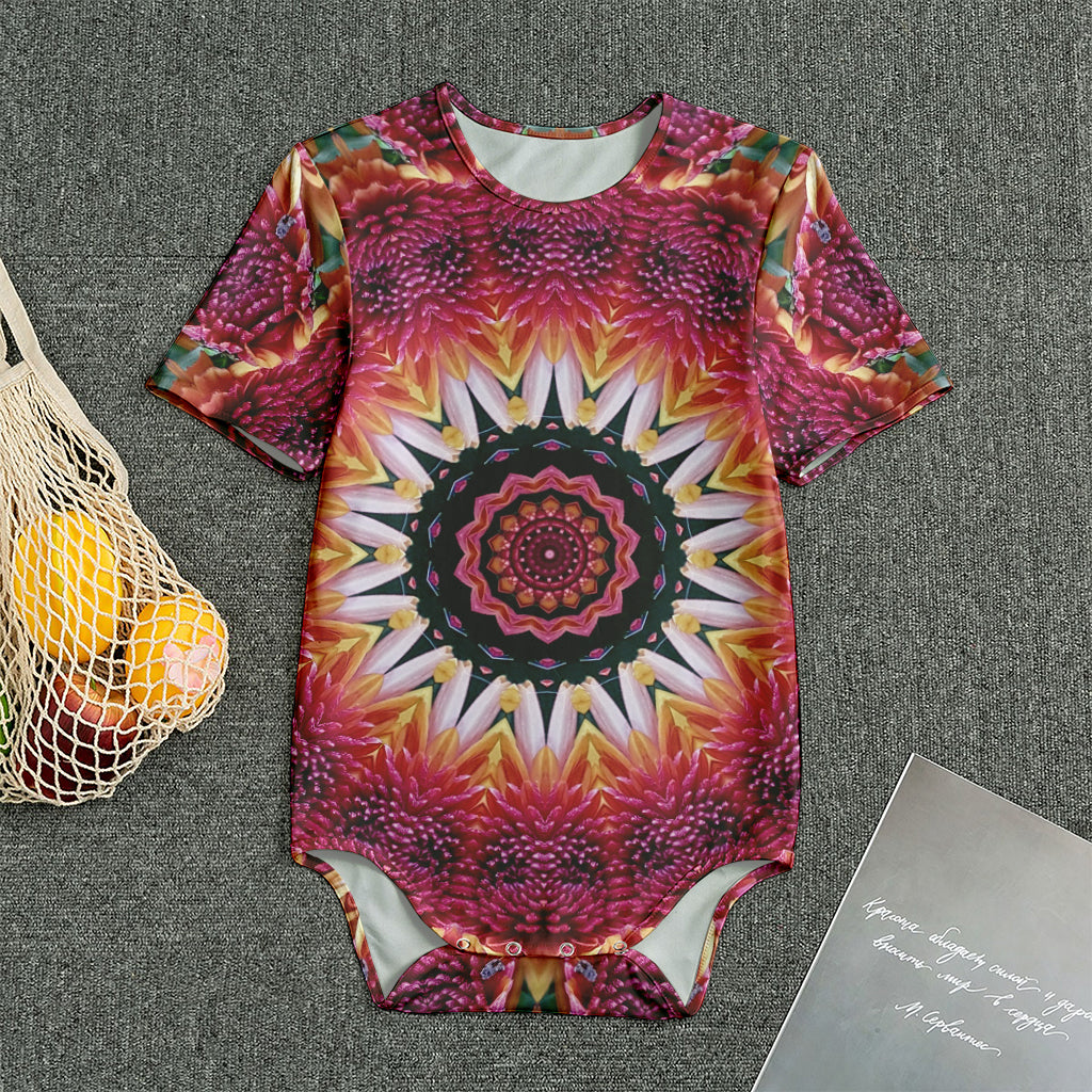 Pink Flower Kaleidoscope Print Men's Bodysuit