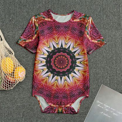 Pink Flower Kaleidoscope Print Men's Bodysuit