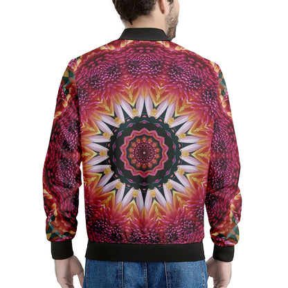 Pink Flower Kaleidoscope Print Men's Bomber Jacket