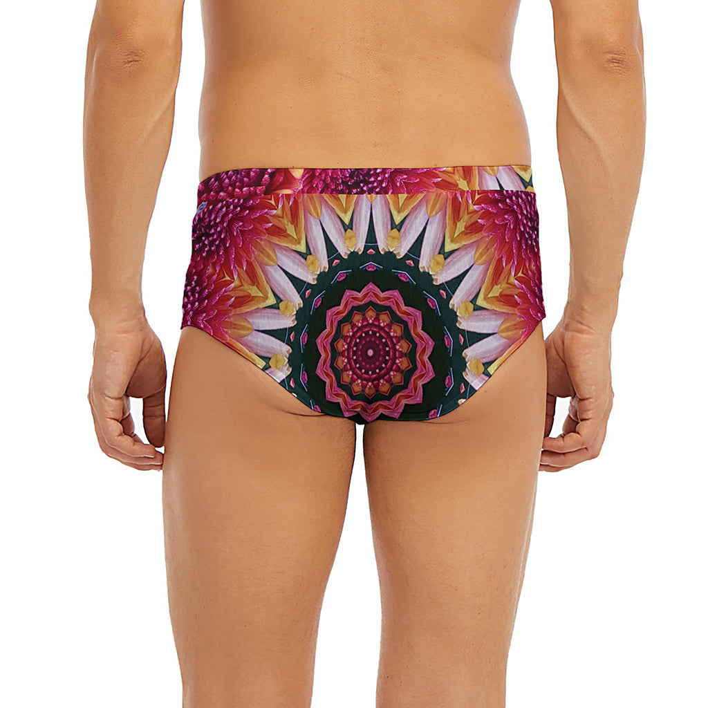 Pink Flower Kaleidoscope Print Men's Briefs