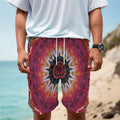 Pink Flower Kaleidoscope Print Men's Cargo Shorts