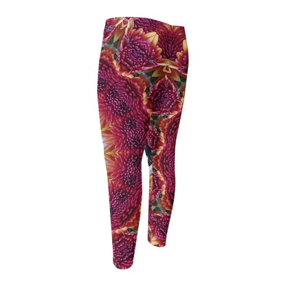 Pink Flower Kaleidoscope Print Men's Compression Pants