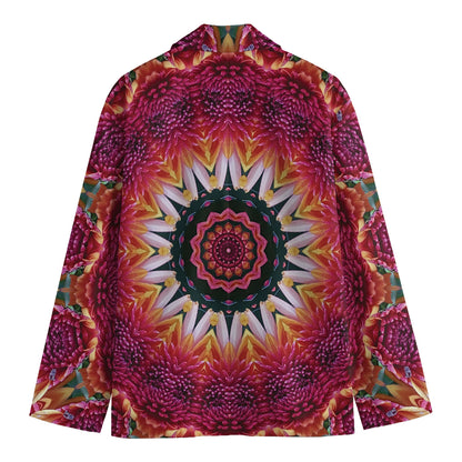 Pink Flower Kaleidoscope Print Men's Cotton Blazer