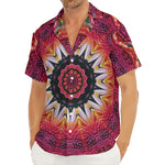 Pink Flower Kaleidoscope Print Men's Deep V-Neck Shirt