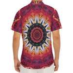 Pink Flower Kaleidoscope Print Men's Deep V-Neck Shirt