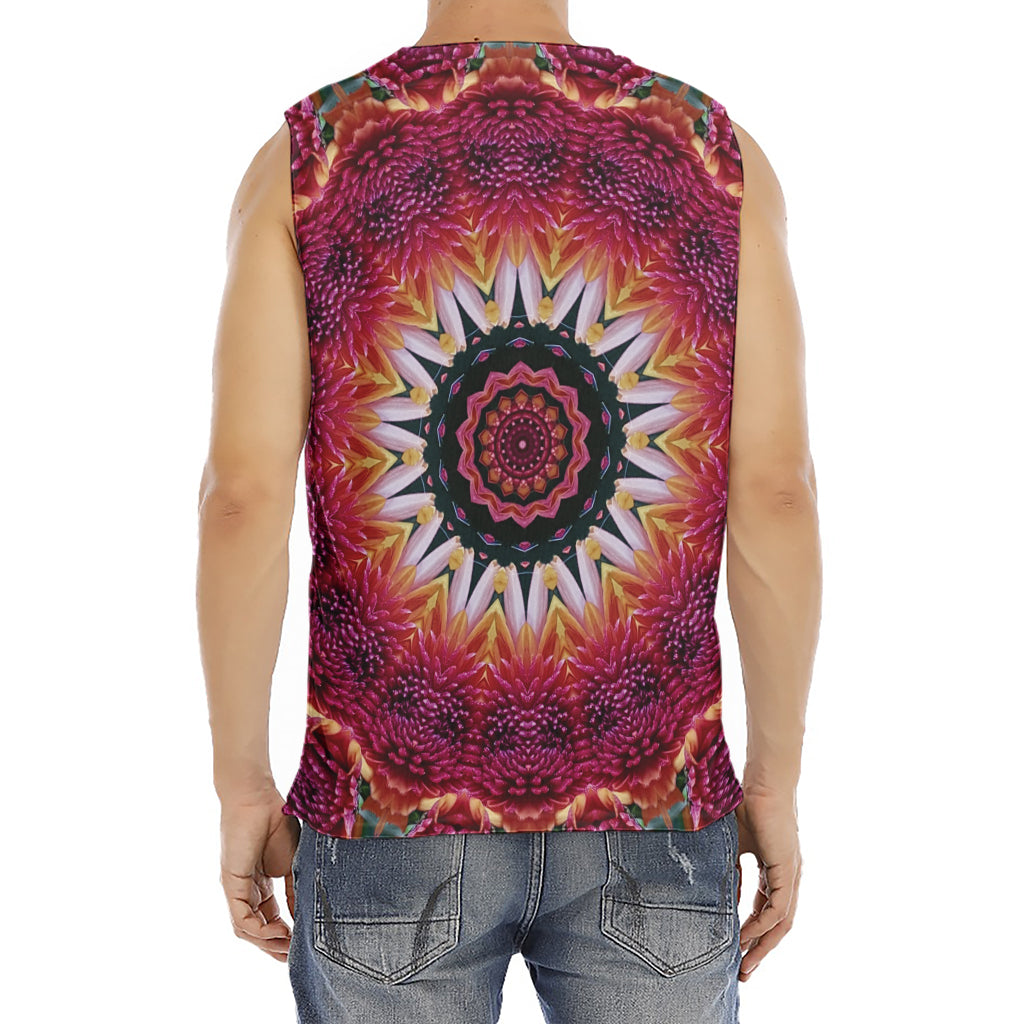 Pink Flower Kaleidoscope Print Men's Fitness Tank Top