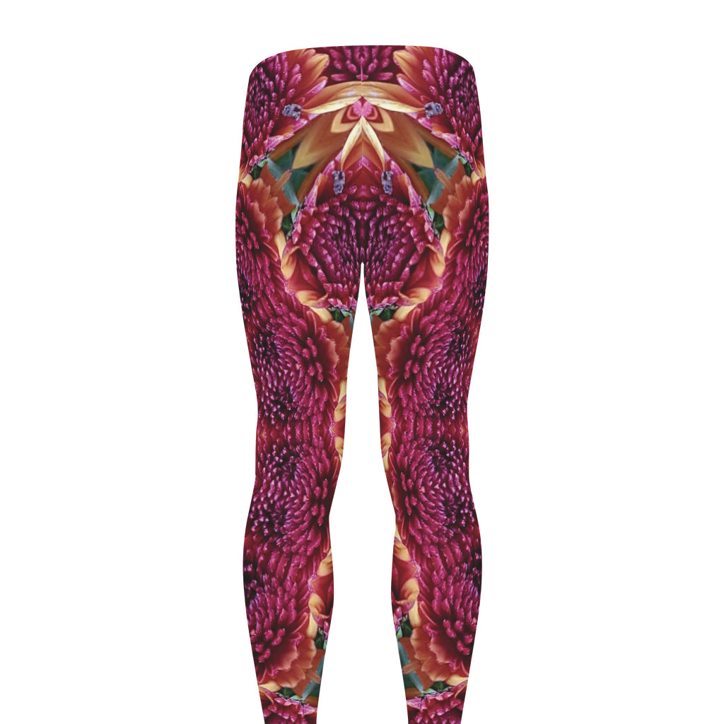 Pink Flower Kaleidoscope Print Men's leggings
