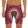 Pink Flower Kaleidoscope Print Men's Long Boxer Briefs