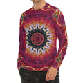 Pink Flower Kaleidoscope Print Men's Long Sleeve Rash Guard