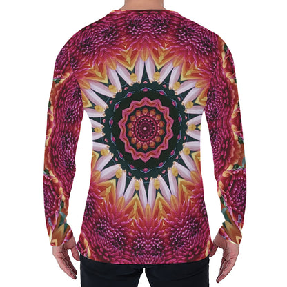 Pink Flower Kaleidoscope Print Men's Long Sleeve T-Shirt