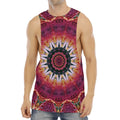 Pink Flower Kaleidoscope Print Men's Muscle Tank Top