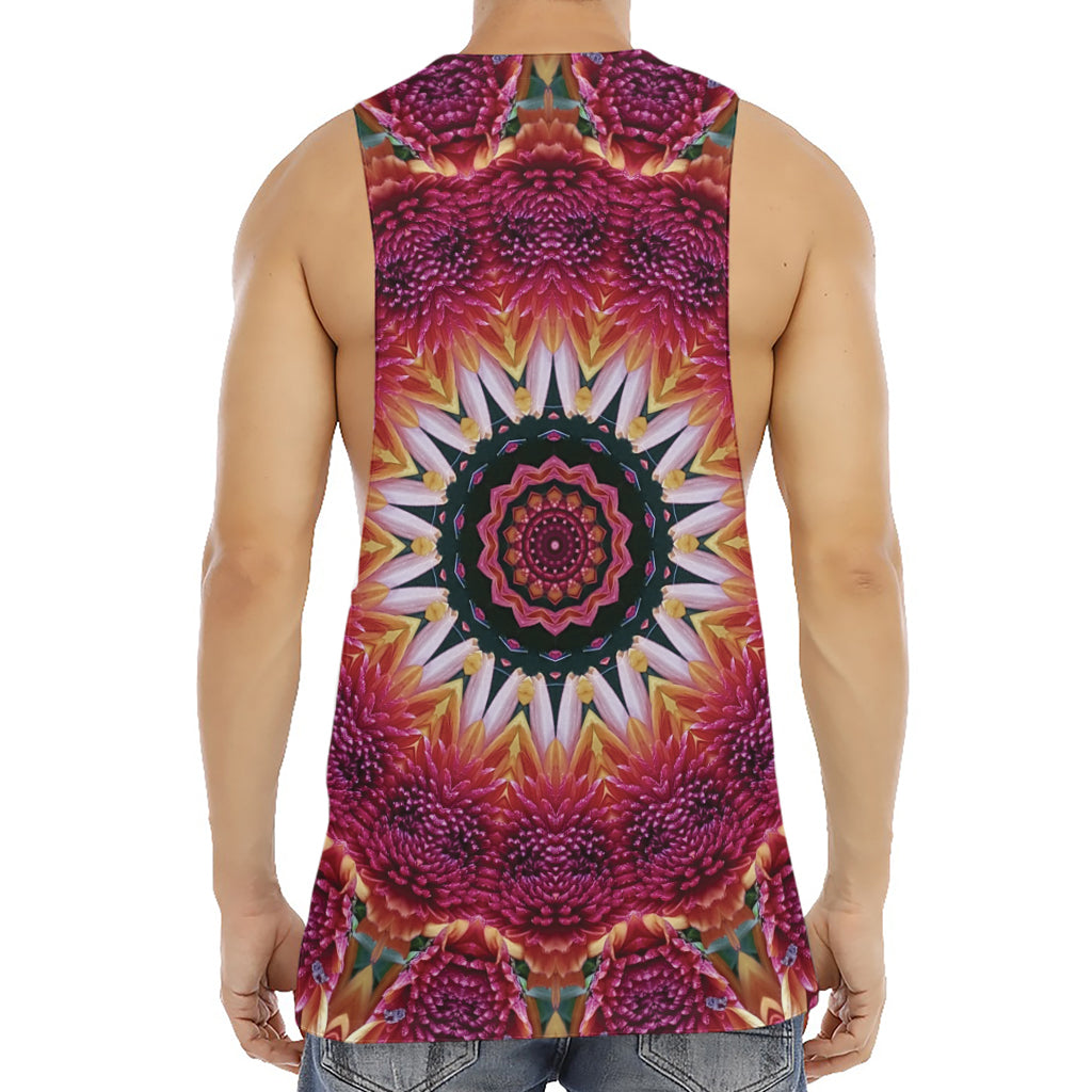 Pink Flower Kaleidoscope Print Men's Muscle Tank Top