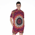 Pink Flower Kaleidoscope Print Men's Romper