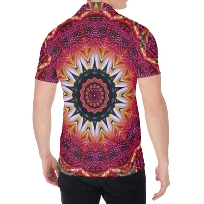 Pink Flower Kaleidoscope Print Men's Shirt