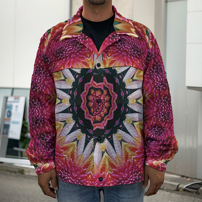 Pink Flower Kaleidoscope Print Men's Shirt Jacket