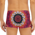Pink Flower Kaleidoscope Print Men's Short Boxer Briefs