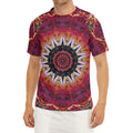Pink Flower Kaleidoscope Print Men's Short Sleeve Rash Guard