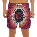 Pink Flower Kaleidoscope Print Men's Split Running Shorts