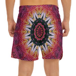 Pink Flower Kaleidoscope Print Men's Split Running Shorts