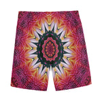 Pink Flower Kaleidoscope Print Men's Sports Shorts