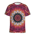 Pink Flower Kaleidoscope Print Men's Athletic T-Shirt
