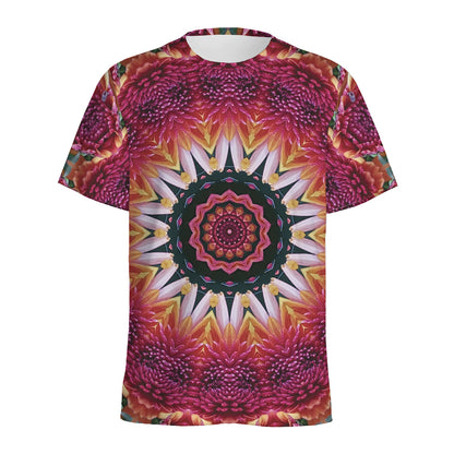 Pink Flower Kaleidoscope Print Men's Sports T-Shirt