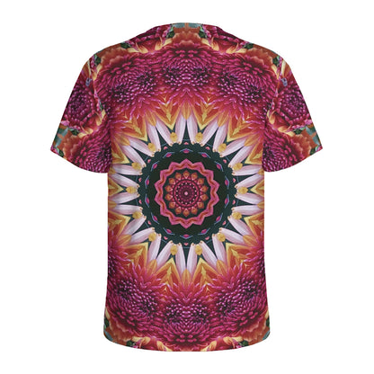 Pink Flower Kaleidoscope Print Men's Sports T-Shirt