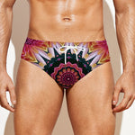Pink Flower Kaleidoscope Print Men's Swim Briefs