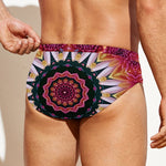 Pink Flower Kaleidoscope Print Men's Swim Briefs