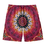 Pink Flower Kaleidoscope Print Men's Swim Trunks