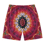 Pink Flower Kaleidoscope Print Men's Swim Trunks