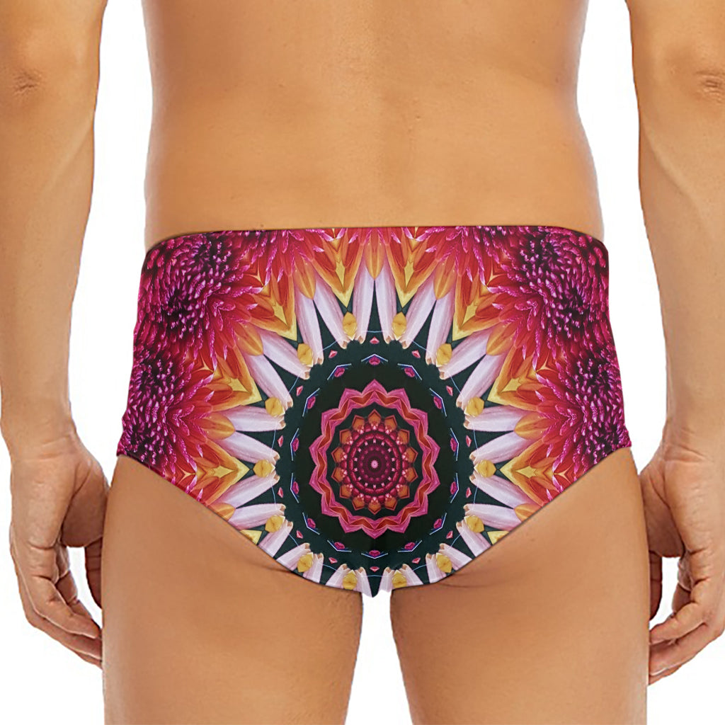Pink Flower Kaleidoscope Print Men's Triangle Swim Briefs