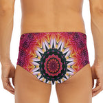 Pink Flower Kaleidoscope Print Men's Triangle Swim Briefs