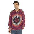 Pink Flower Kaleidoscope Print Men's Velvet Pullover Hoodie