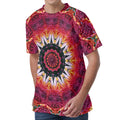 Pink Flower Kaleidoscope Print Men's Velvet T-Shirt