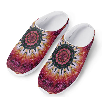 Pink Flower Kaleidoscope Print Mesh Casual Shoes