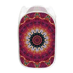 Pink Flower Kaleidoscope Print Mesh Laundry Hamper