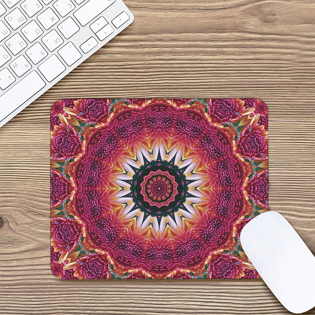Pink Flower Kaleidoscope Print Mouse Pad