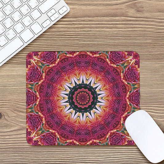 Pink Flower Kaleidoscope Print Mouse Pad