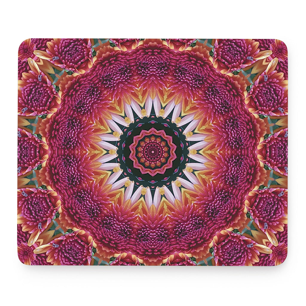 Pink Flower Kaleidoscope Print Mouse Pad