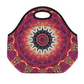 Pink Flower Kaleidoscope Print Neoprene Lunch Bag