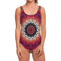 Pink Flower Kaleidoscope Print One Piece Swimsuit