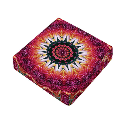 Pink Flower Kaleidoscope Print Outdoor Seat Cushion Cover