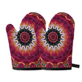 Pink Flower Kaleidoscope Print Oven Mitts