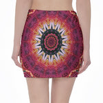 Pink Flower Kaleidoscope Print Pencil Mini Skirt