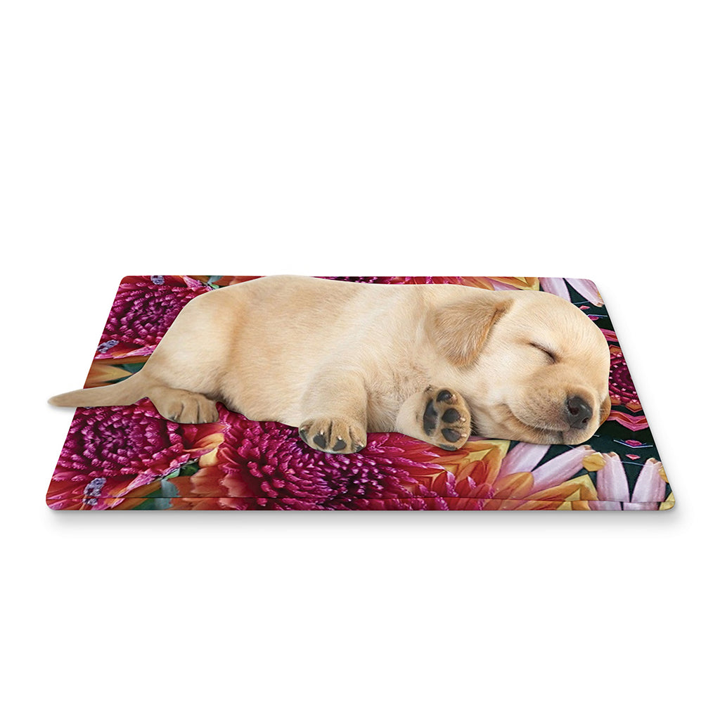 Pink Flower Kaleidoscope Print Pet Cooling Mat Cover