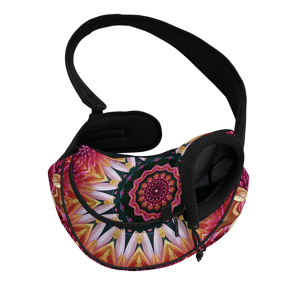 Pink Flower Kaleidoscope Print Pet Sling Carrier