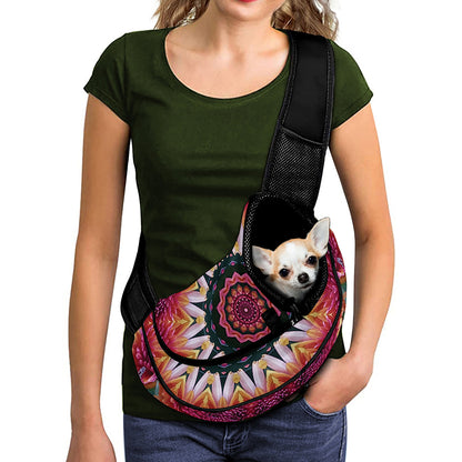 Pink Flower Kaleidoscope Print Pet Sling Carrier